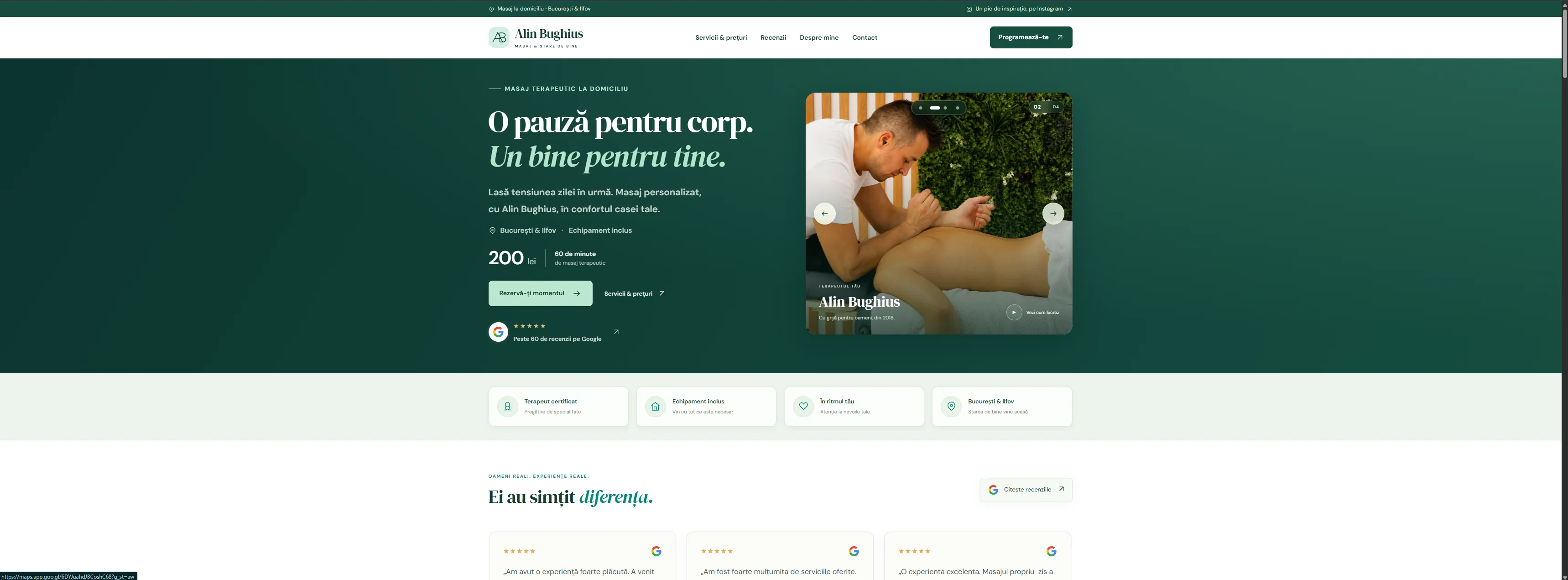 Website cu programări online și CRM personalizat realizat pentru AlinBughius.ro