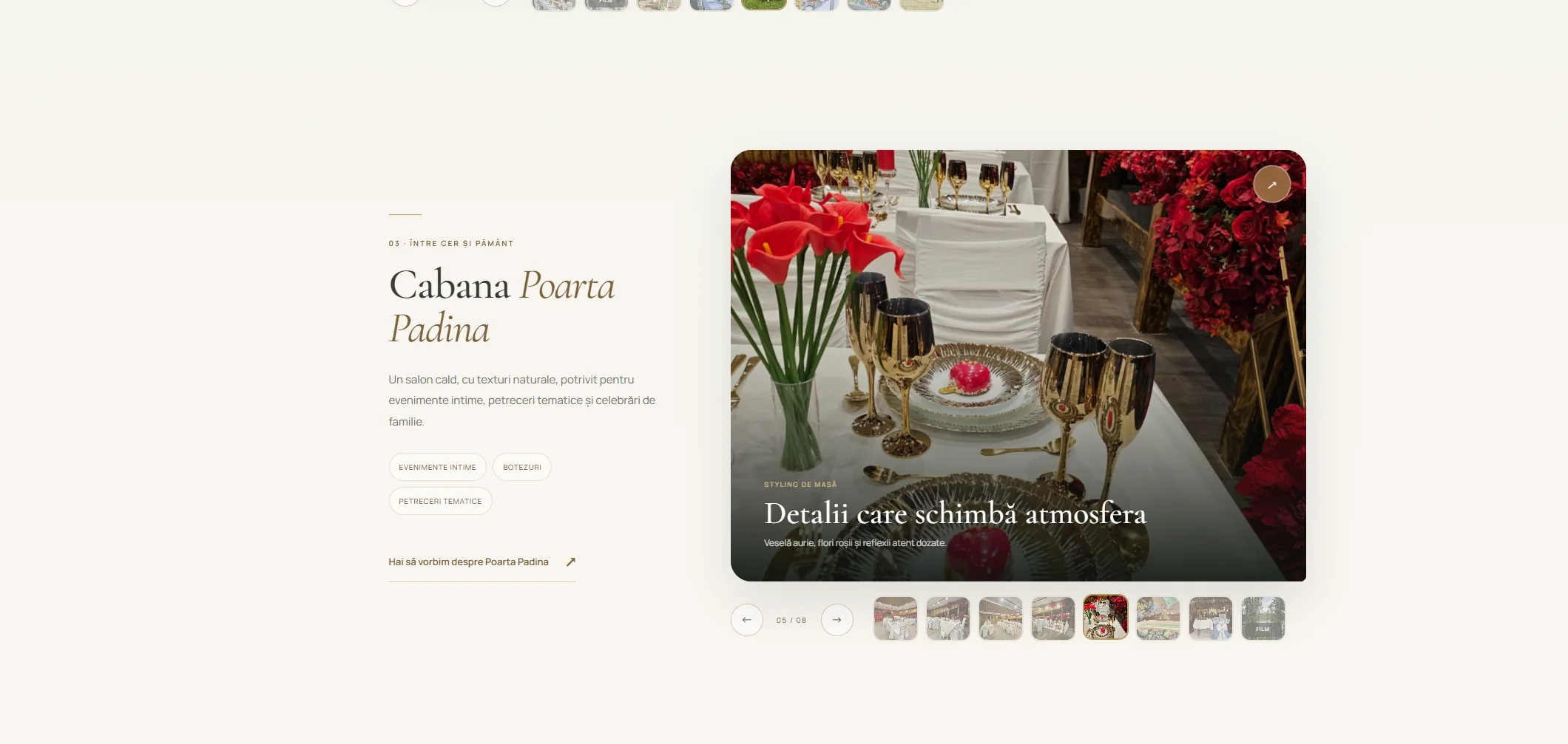 Detalii de decor pentru eveniment la Cabana Poarta Padina