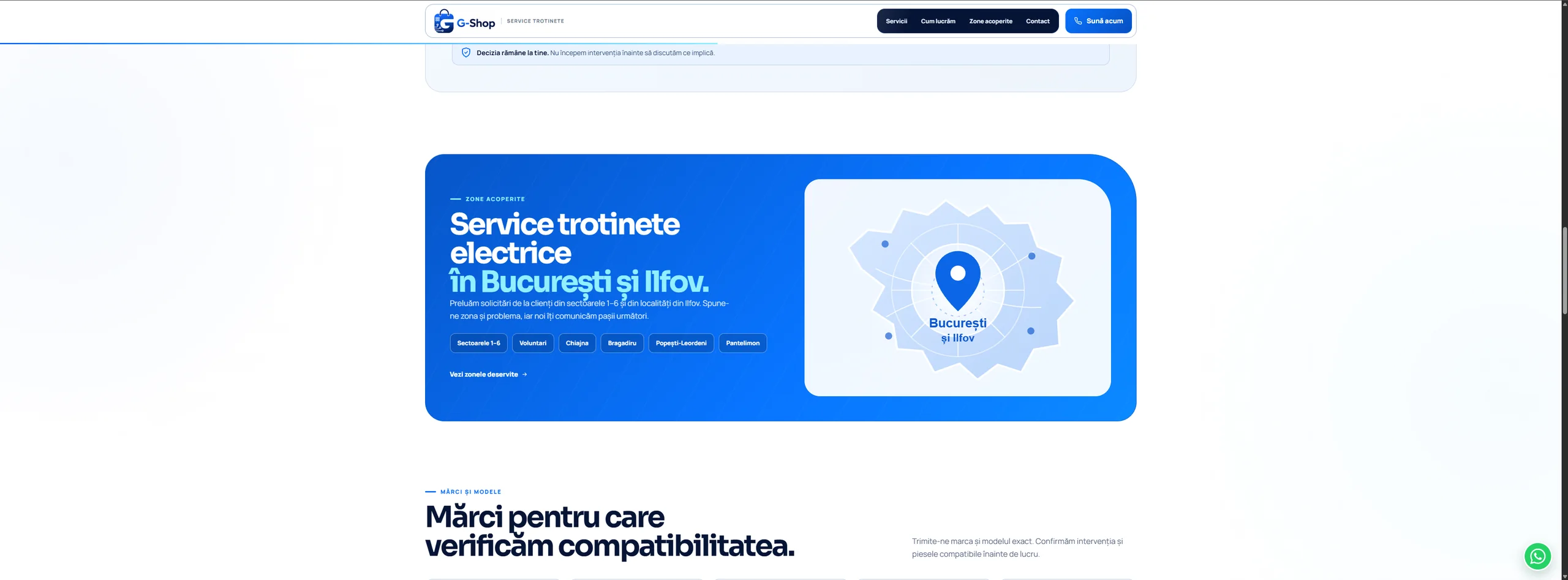 Pagină optimizată SEO local pentru reparații trotinete în București și Ilfov