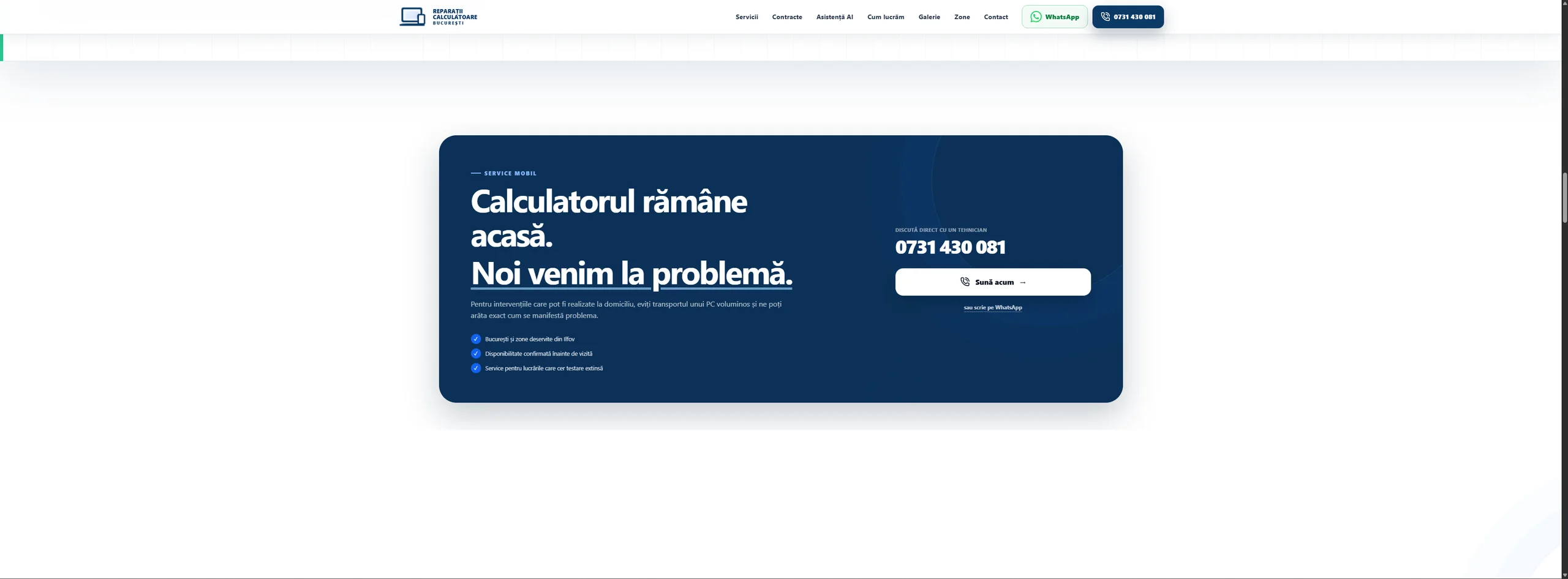 Prezentarea serviciului de reparații calculatoare la domiciliu în București și Ilfov