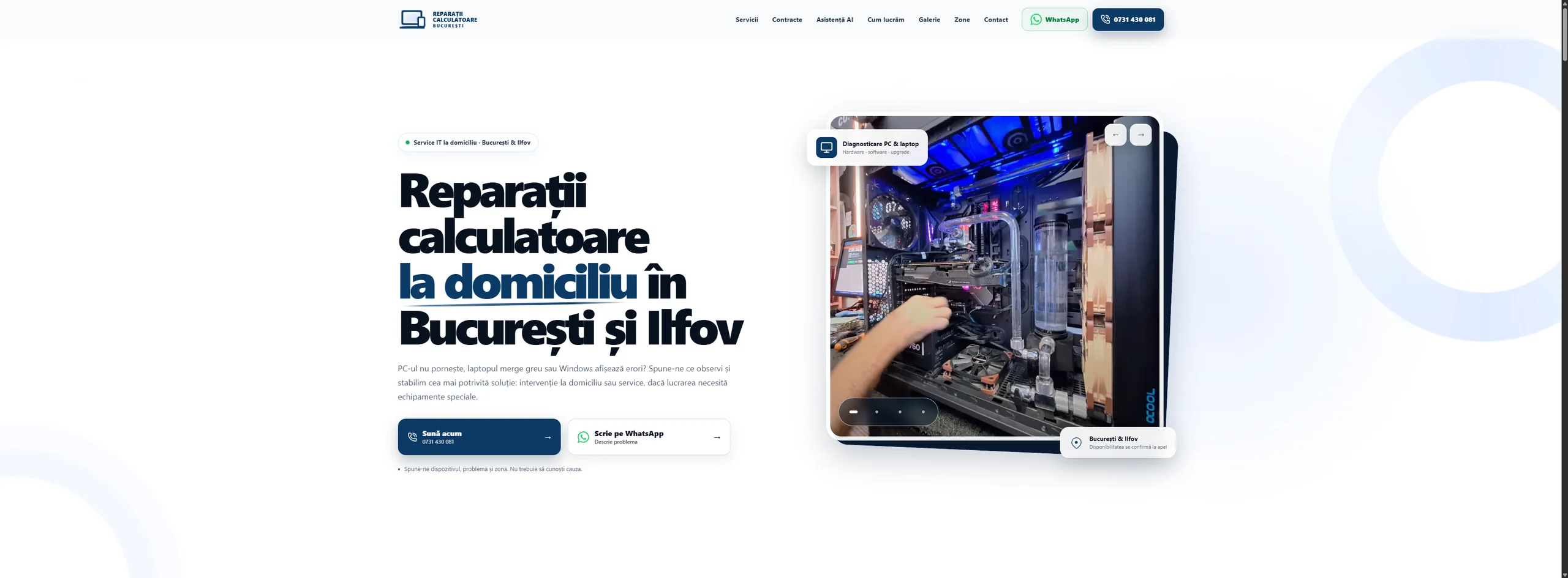 Website custom optimizat SEO pentru reparații calculatoare în București și Ilfov