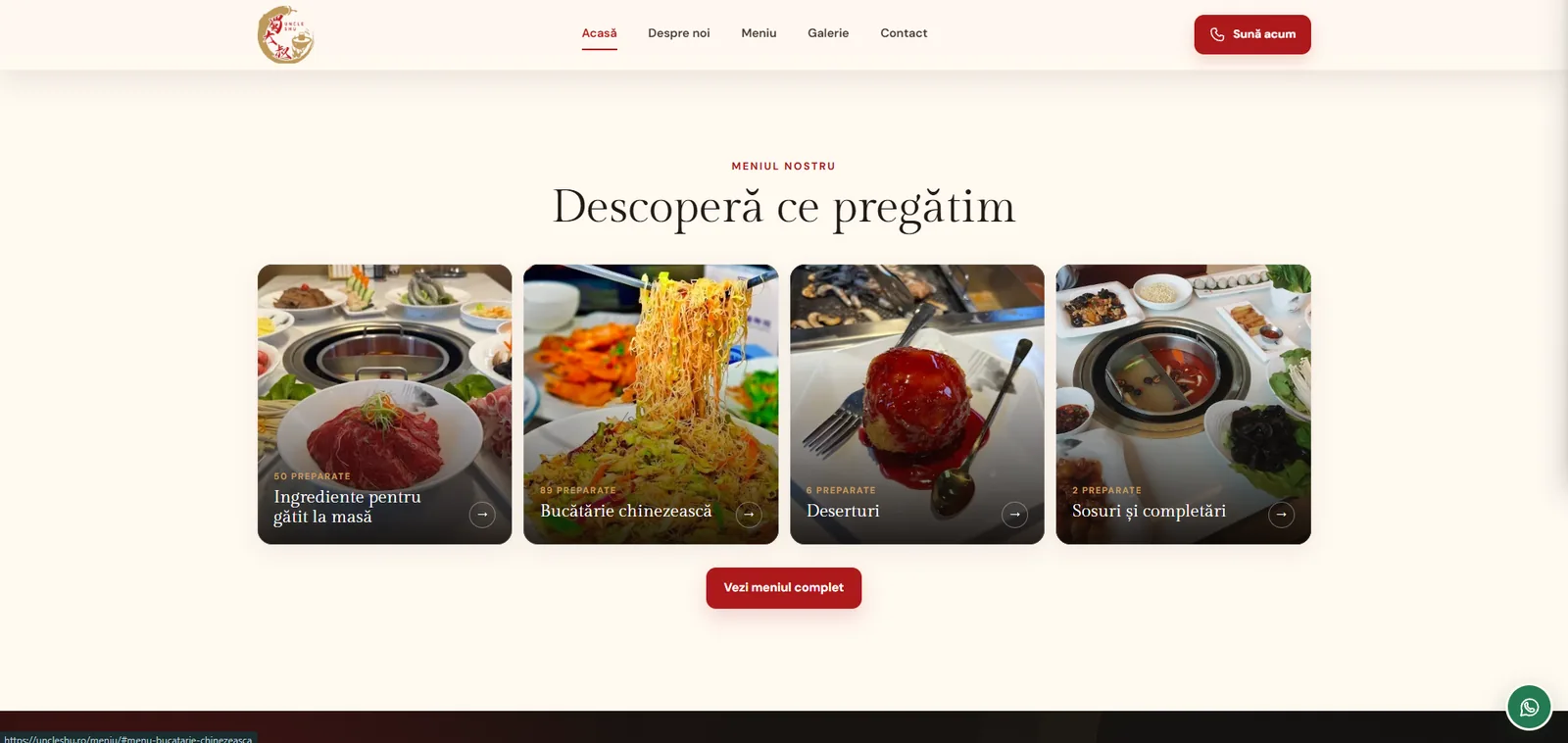 Prezentarea categoriilor din meniul Uncle Shu