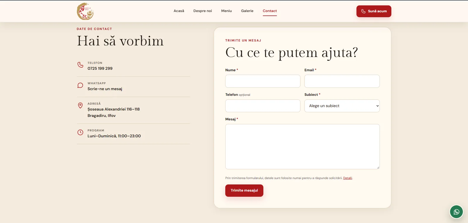 Formularul de contact conectat la email